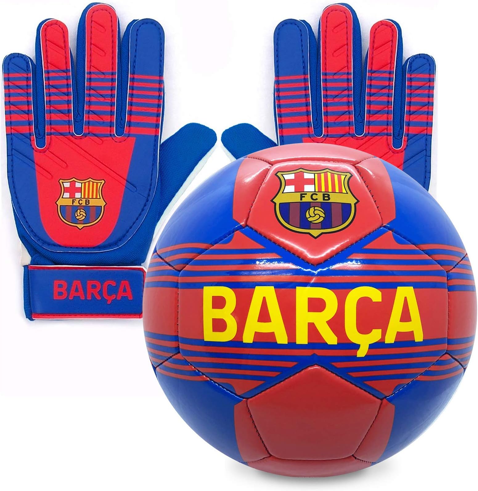 Junior Size 4 Football & Goalkeeper Goalie Gloves Set Official Gift