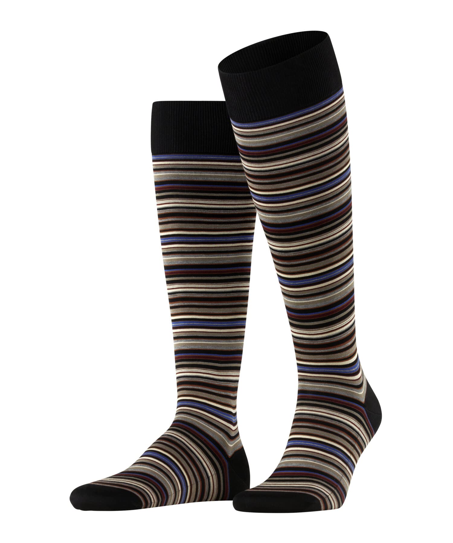 Falke Men's Grey Grey-White 3030 Microblock M Kh Cotton Long Patterned 1 Pair Knee-High Socks, 8.5-9.5