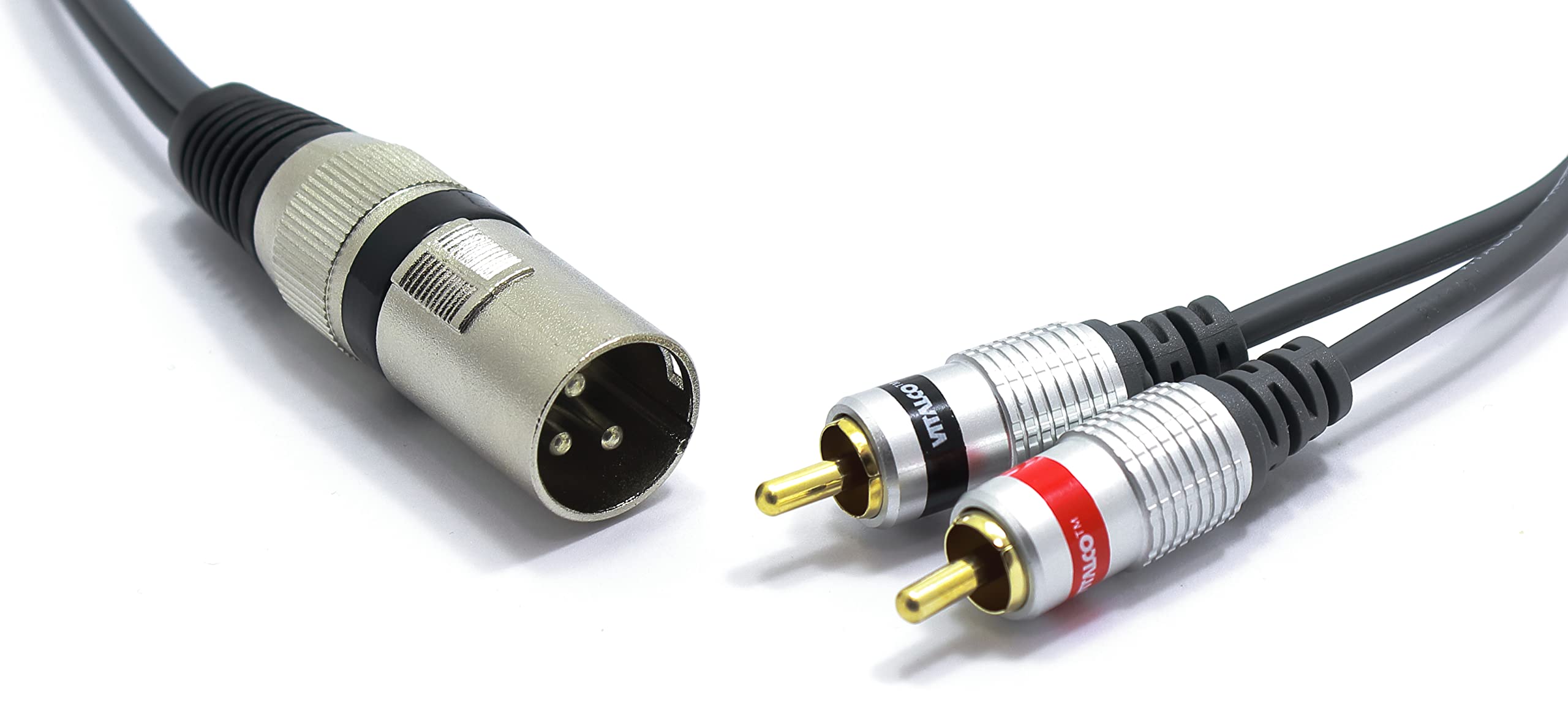 XLR Macho a 2x RCA 5m Adaptador XLR de 3 Pines a Doblo RCA conectores estéreo Divisor de Audio 3-pin Cable de Micrófono