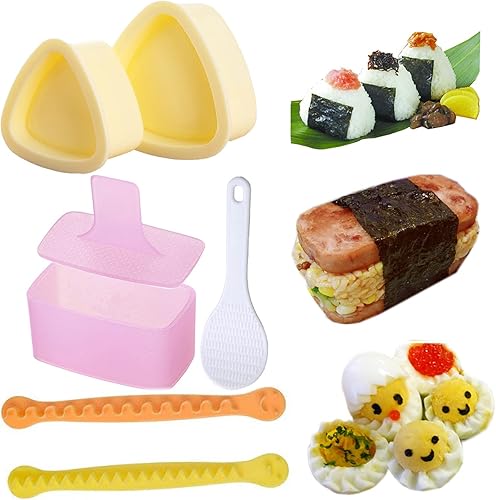 Missraza Molde Onigiri, 3 kits de herramientas Bento, molde de bola de arroz triangular (S + L), molde de Musubi, kit de prensa para hacer Musubi,