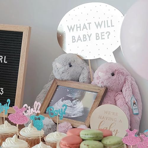 Miniatura 7 de 1 pieza grande de revelación de género para pasteles, letrero de revelación de género para niño o niña, decoración de pastel de revelación de género