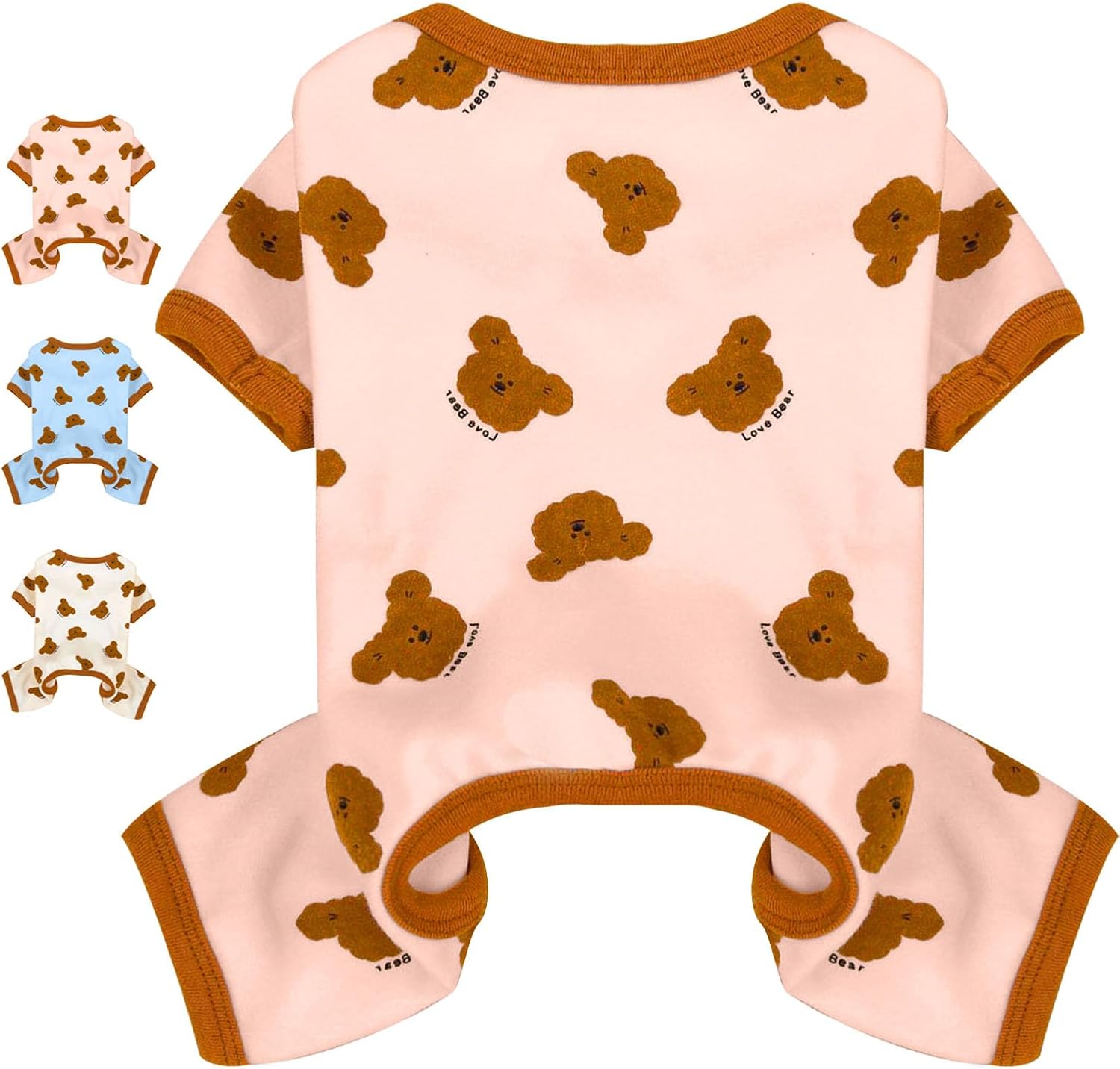 Dog Pajamas Small Sized Dog Onesie Clothes Soft Stretchy Puppy Pajamas for Small Dogs Cats Girl Pet Costume Cute Bear Printed Pjs Outifts French Bulldog Chihuahua Doggie Clothing