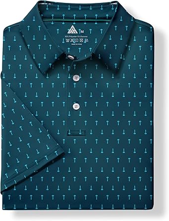 ZITY Men's Golf Shirts Short Sleeve Moisture Wicking Performance Print Patterns Casual Collared Golf Polo Shirt for Men