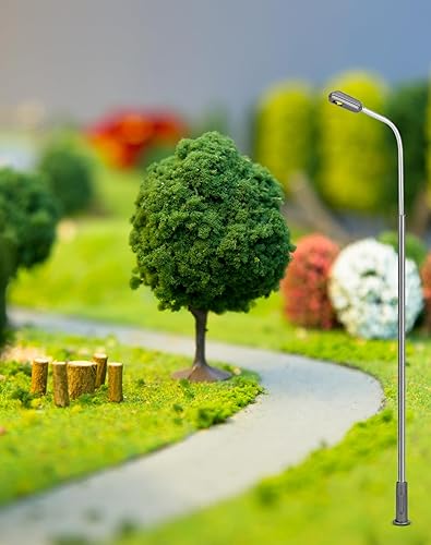 Miniatura 2 de QWORK Poste de lámpara de tren ferroviario, 20 piezas 3V HO OO Escala LED de doble cabezal, modelo de tren de diseño paisaje, luz de camino, tren