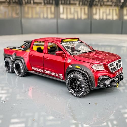Miniatura 6 de BDTCTK 128 Pickup X-Class Model Car, Diecast Zinc Alloy Pull Back Toy Car with Sound and Light for Kids Boy Girl red