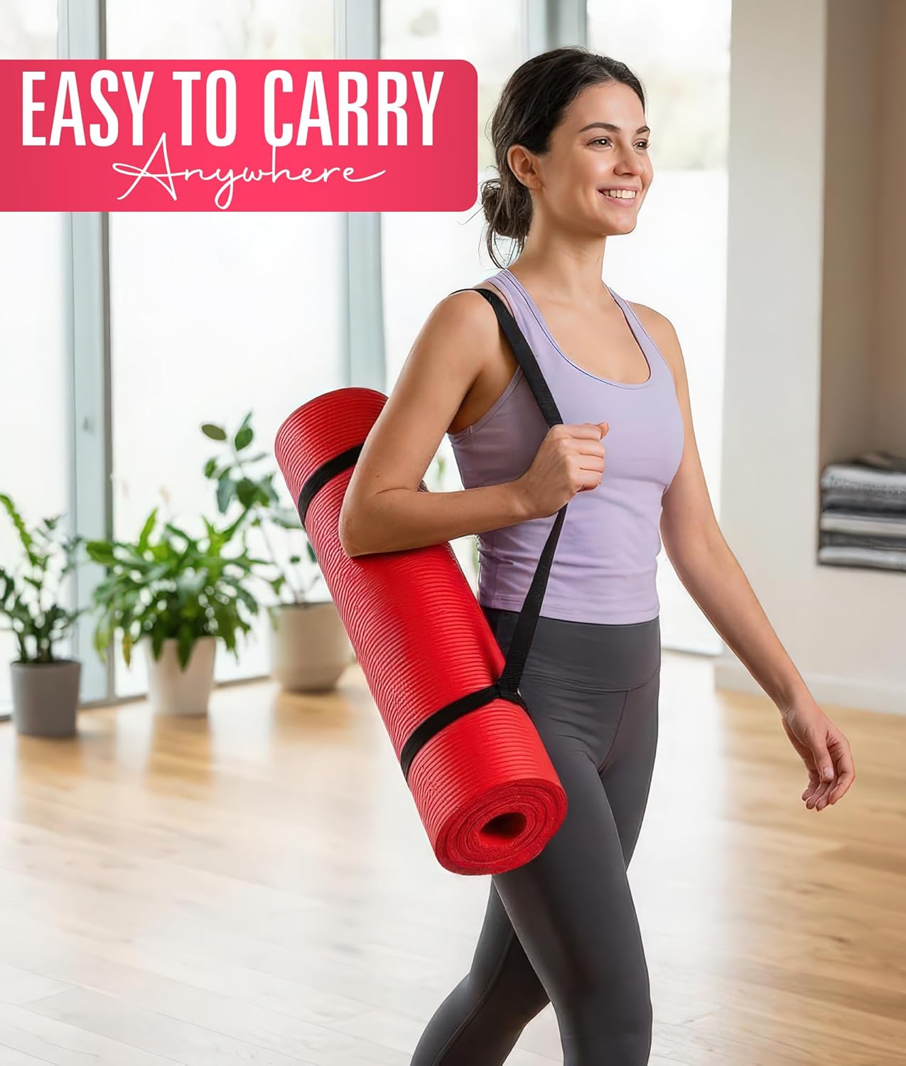 ROMIX Yoga Mat Thick 2/5 Inch (10mm), 72"L x 24"W Non-Slip Workout Mat, Large Yoga Mats for Women Men With Carry Bag and Strap, Exercise Mats for Home Workout Meditation Training Equipment