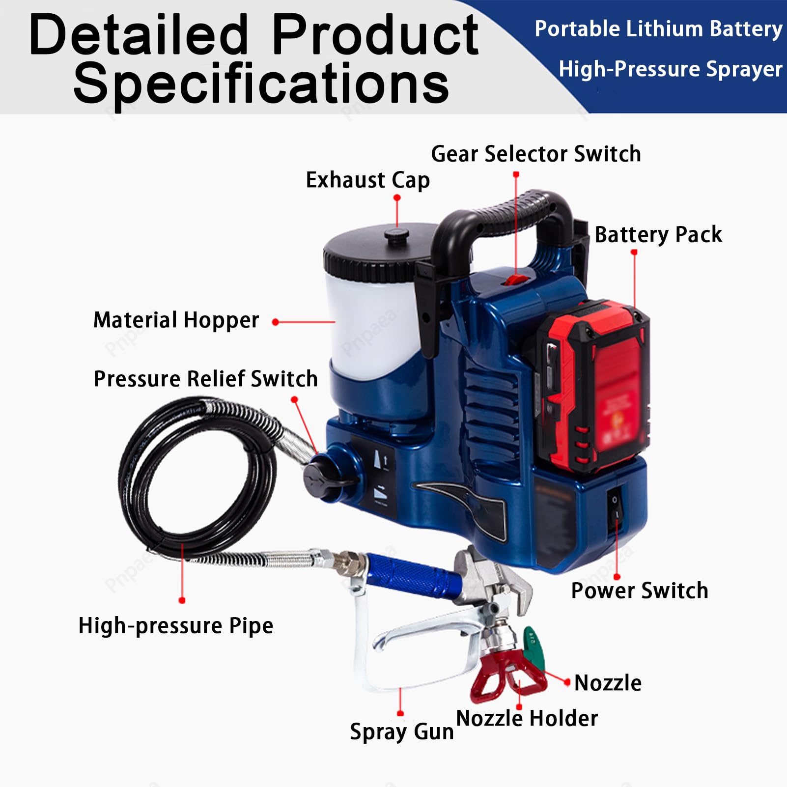 Pistola De Pintura Electrica,Maquina De Pintura Airless 1,2 L,15 Mpa, PresióN Ajustable En 6 Niveles, con 2 BateríAs De 21 V Y Manguera De 1,80 M, 2 L/Min, para Paredes, Vallas Green-580W