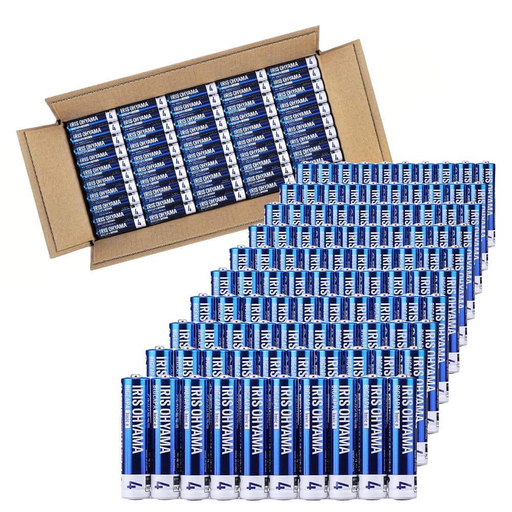 アイリスオーヤマ 乾電池 単4電池 100本入り 使用推奨期限5年 BIGCAPA basic α アルカリ乾電池 単4形×100本セット LR03Bba/100SET