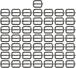 BIKICOCO Metal Slide Adjuster Buckle Tri-Glides with Movable Center Bar, for Straps, 0.8 x 0.6 Inch, Gunmetal, Pack of 50