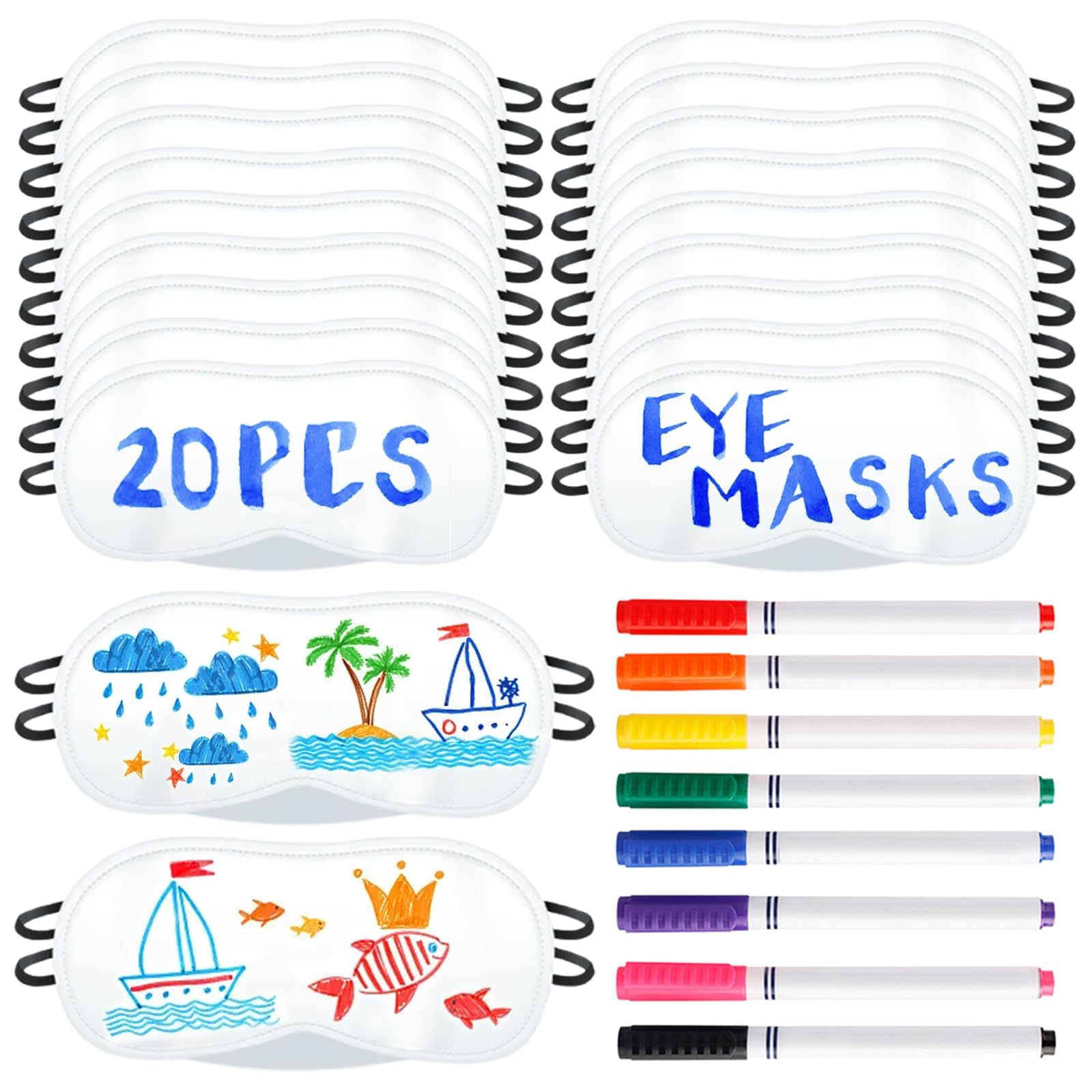 20 PCS Eye Mask Sleepover Party Supplies Slumber Party Favors for Girls Pajama Party Decorations Sleep White Soft Shade Blindfold Eye Covering Color