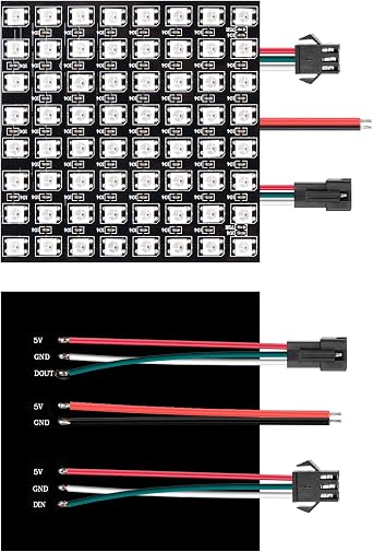 8X8 LED Matrix Panel, WS2812B Individually Addressable RGB 5050SMD Pixels Flexible Panel, Dream Colours Works with SP107E, K1000C WS2812B Controllers etc, Programmable LED Fit Video Image Display 5V