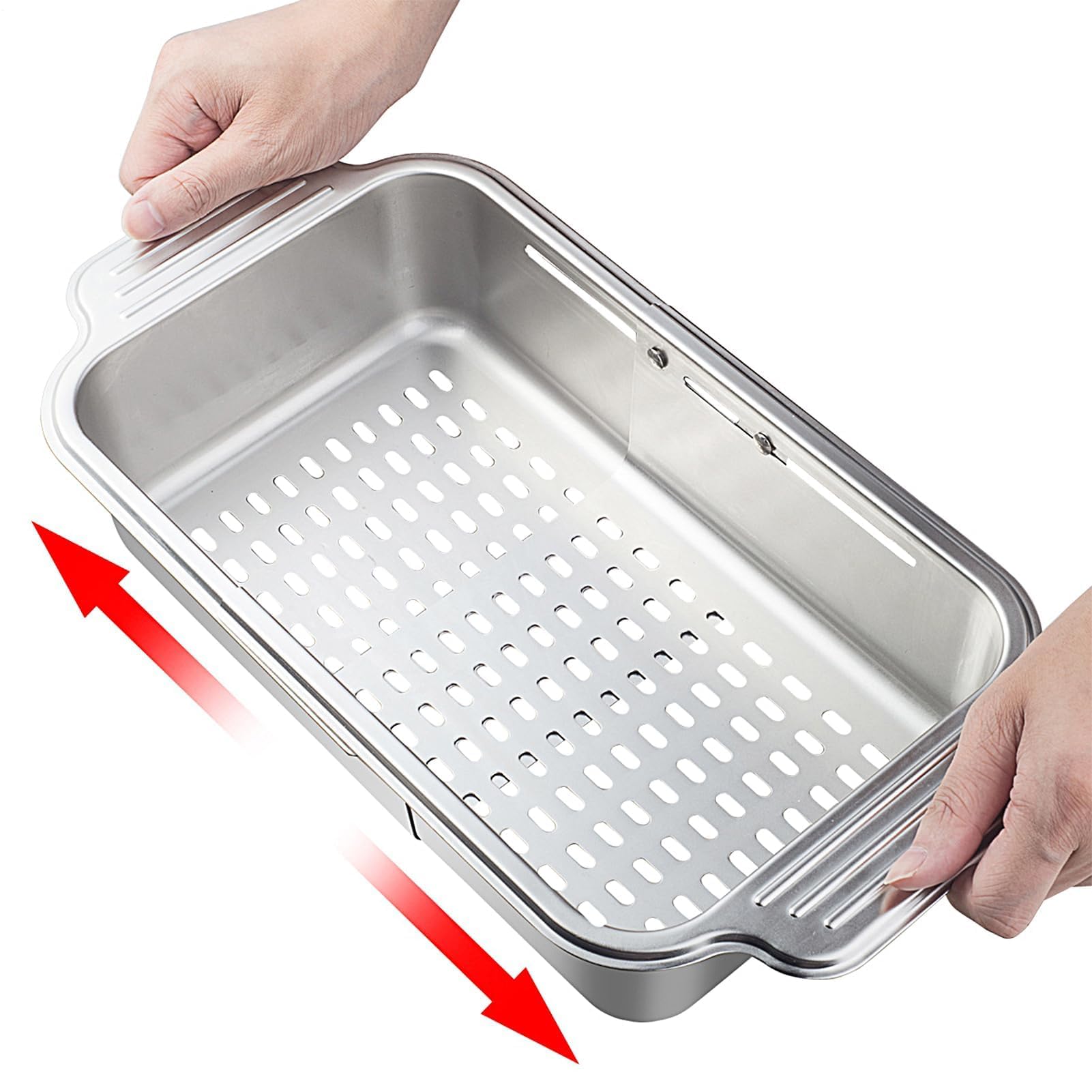 Scolapiatti regolabile per lavello, griglia di asciugatura espandibile in acciaio inox per riporre la cucina, filtro salvaspazio per lavare i piatti