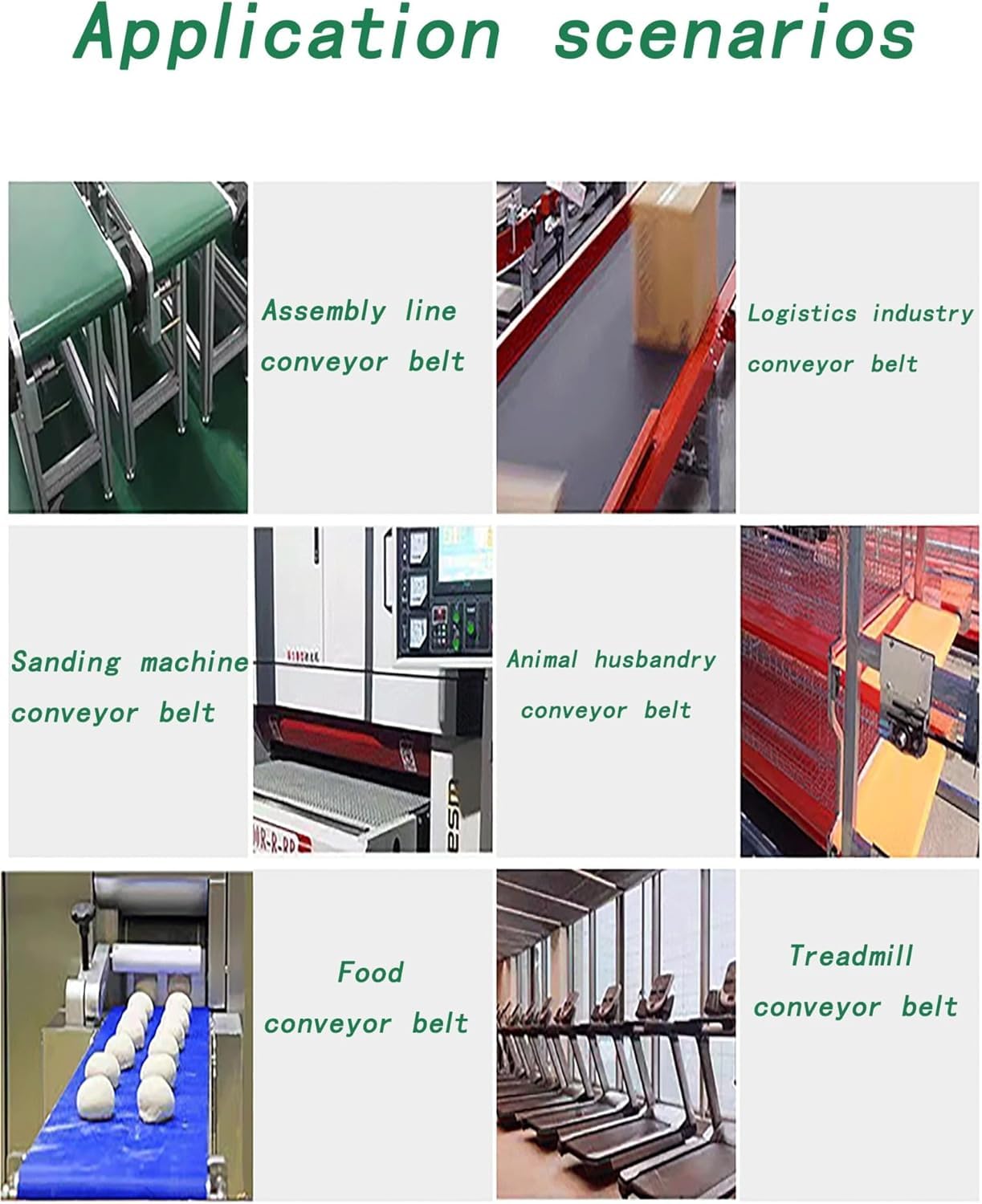Bandas transportadoras industriales adecuadas para una producción comercial eficiente (10 x 220 cm)