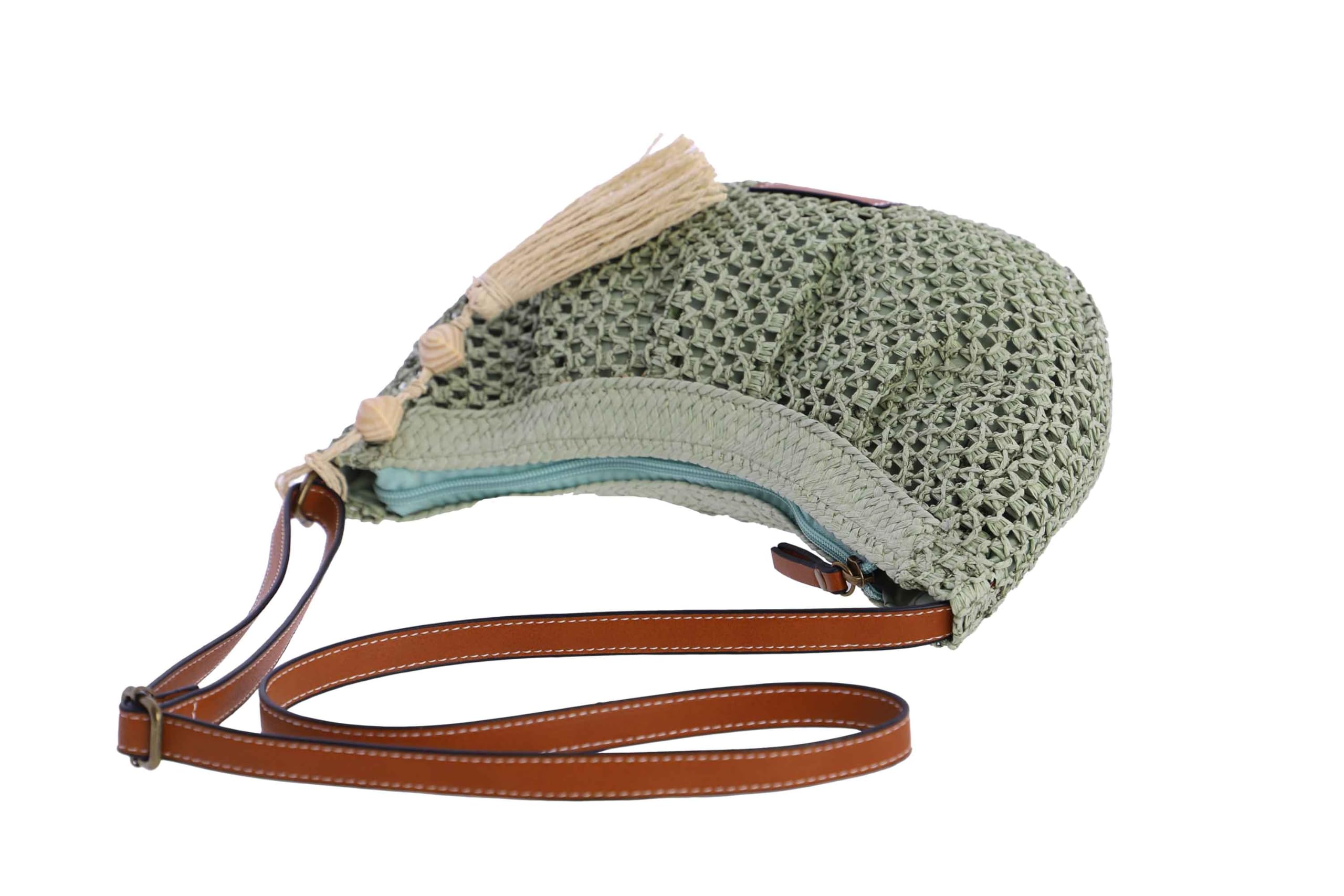 AMICHI - Bolso bandolera mujer de rafia - Bolso playa mujer mimbre con correa ajustable - Bolsa playa para mujer, Mojácar