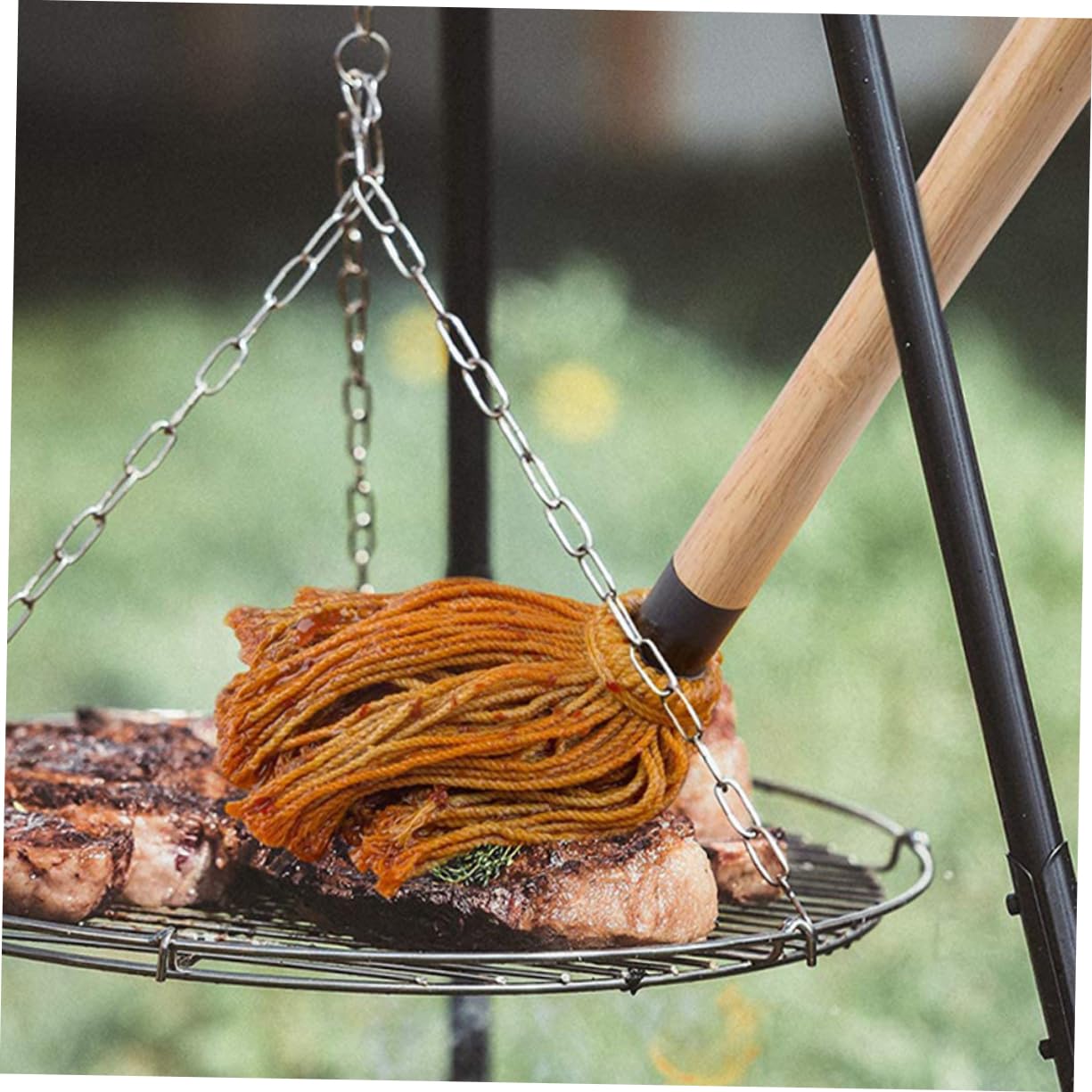 OUNONA 2Pcs Bbq Basting Mop Reusable Baking Brush with Smooth Handle for Precise Control for Grilling Roasting and Marinading Barbecue Accessories for Flavorful