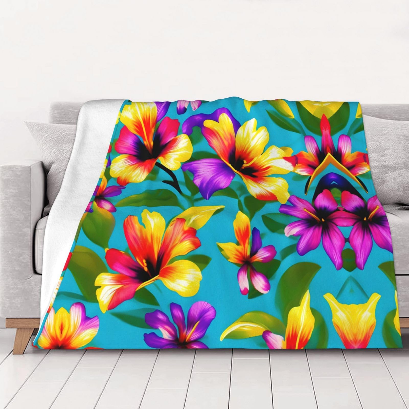 Couverture de lit de luxe hawaïenne en flanelle pelucheuse microfibre 100x75cm