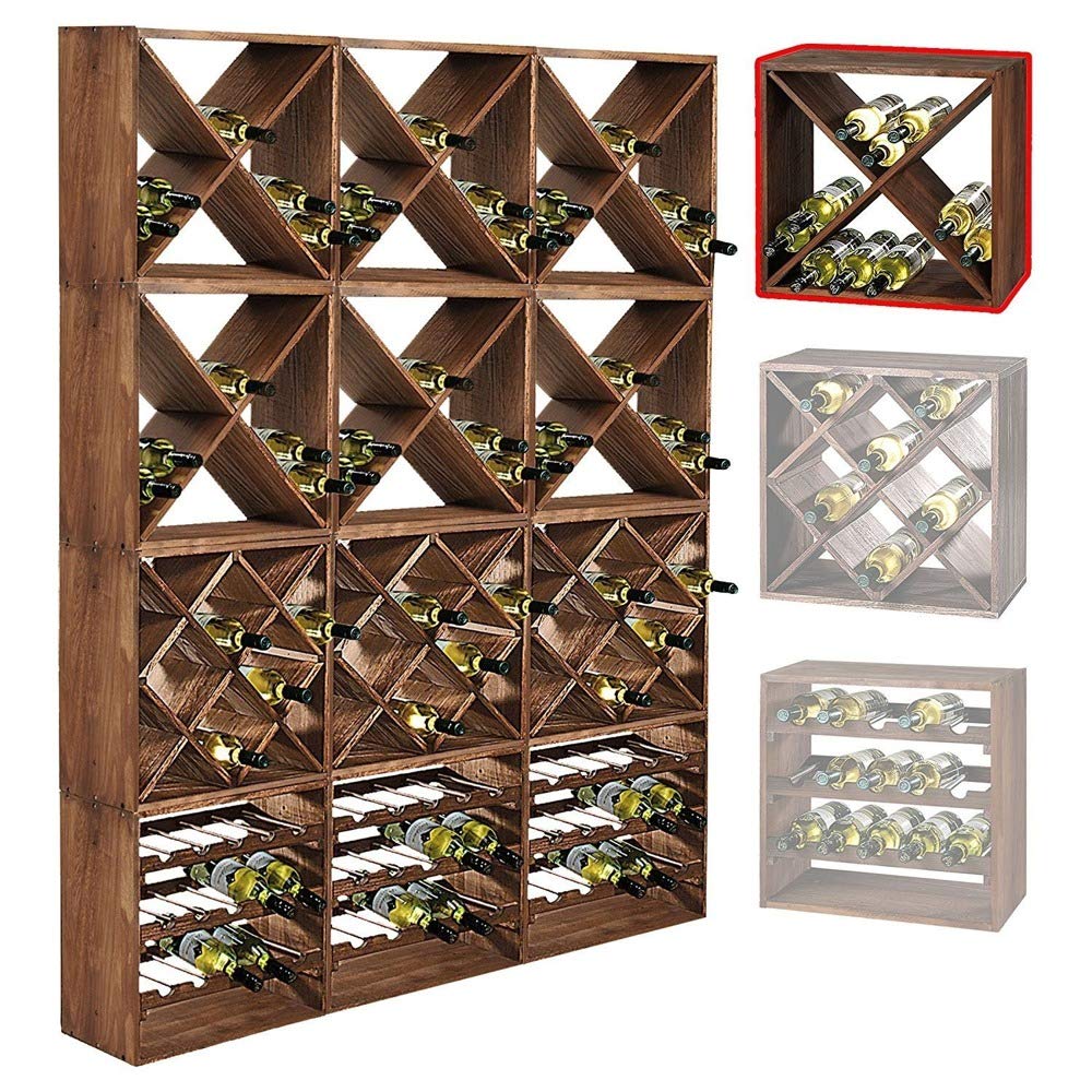 Casier à Vin 12 Bouteilles - Métal - Noir - 35 X 25 X 50 Cm - Maison