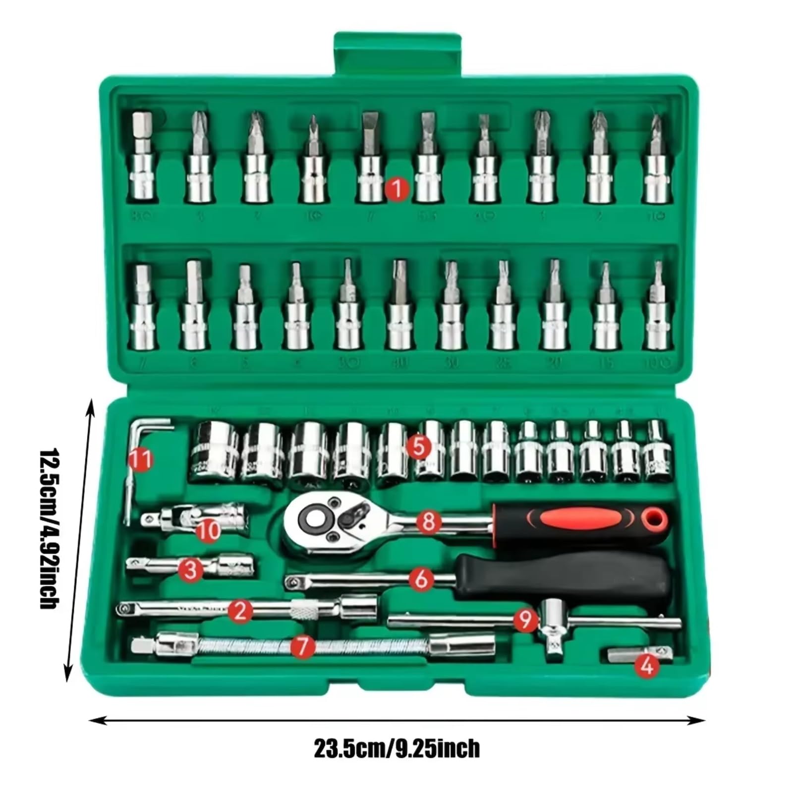 Kit d'outillage mécanique Jeu De Clés À Douille Jeu D'outils À Cliquet 1/4 Réparation Automobile Petit Jeu De Douilles Outils Manuels Outil Réparation Automobile 46 Pièces