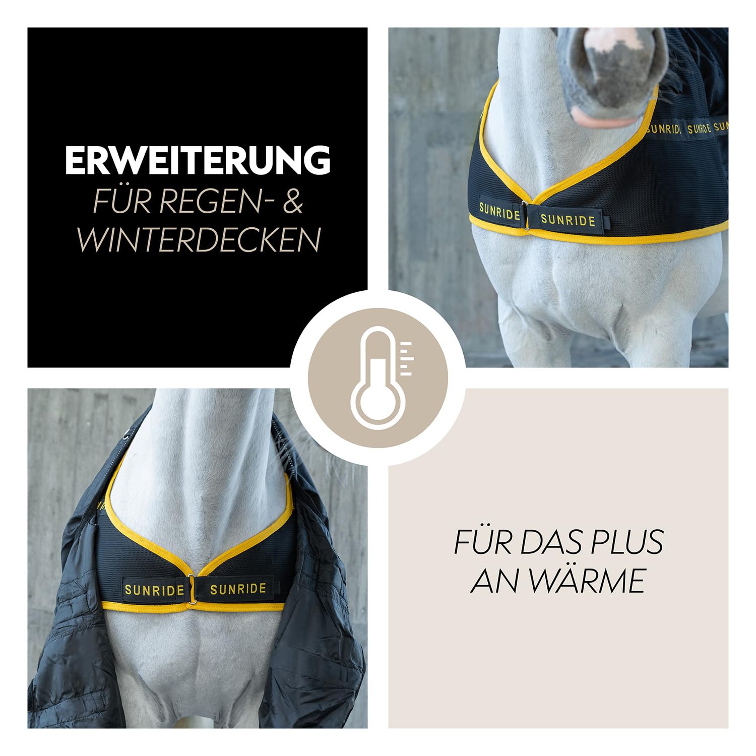 SUNRIDE Fleece Unterdecke (Inlett) für Pferde - Hook&Hold System - mit Abschwitzfunktion - wärmt Rücken- und Nierenbereich - Anti-Pilling Fleece - maschinenwaschbar - atmungsaktiv (165)