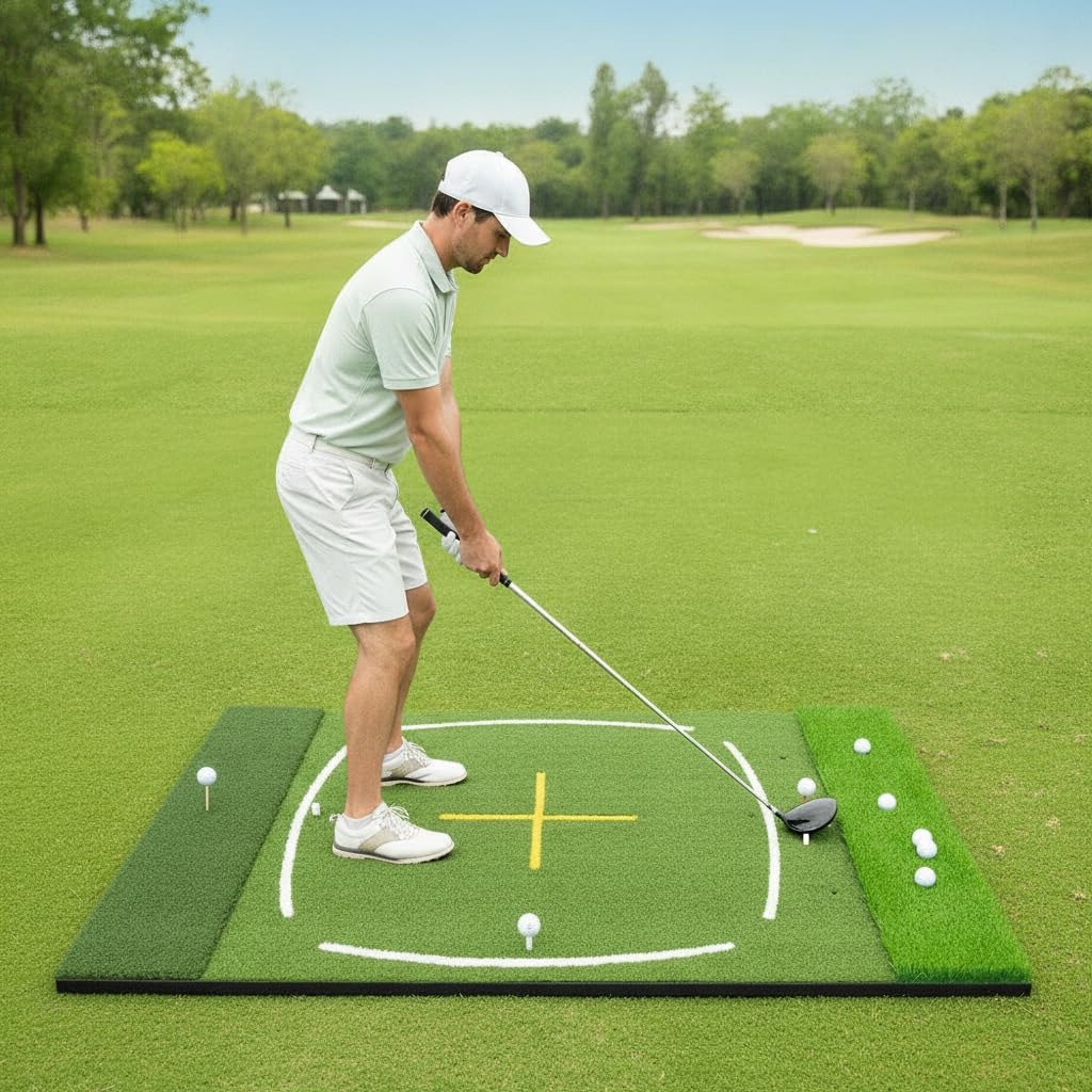 MERIGLARE Golf Swing con Alfombra de Césped Sintético Estructura Resistente Línea de Alineación Precisa y Almacenamiento Fácil Adecuado para Golfistas Avanzados