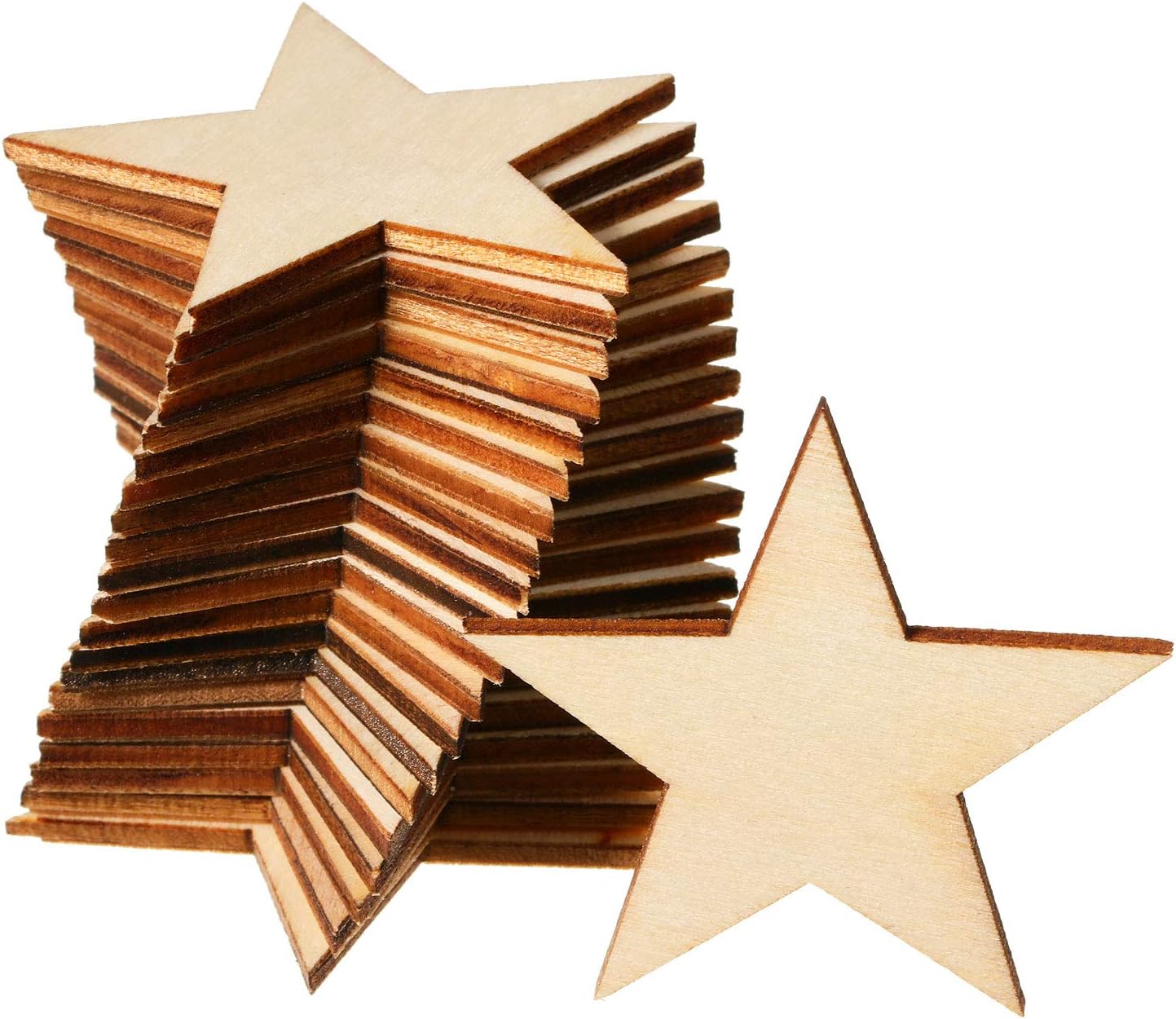 300 Pieces Wooden Stars Shape Unfinished Stars Pieces Blank Wooden Cutouts Ornaments for Craft and Easter Decoration(2 Inch)