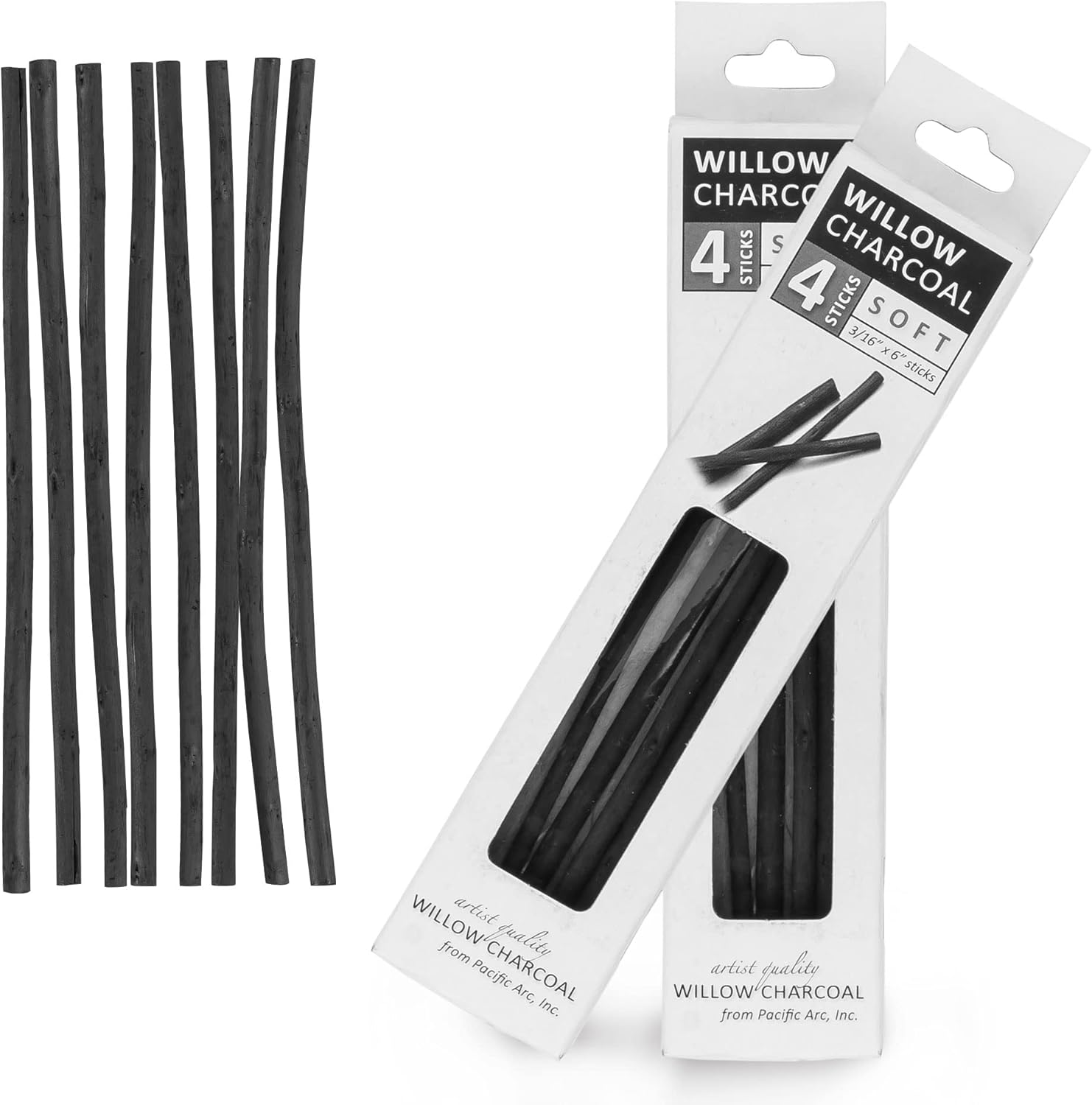 Pacific Arc 2 PACK Large Willow Charcoal Stick 4/Pkg, Soft