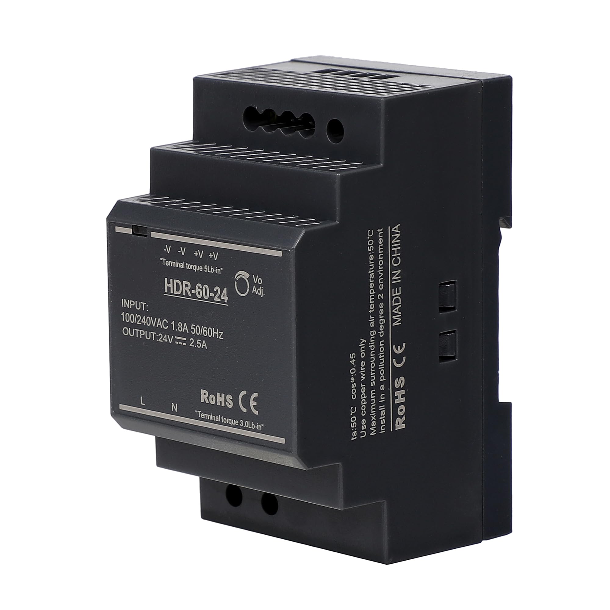 Stonenect Din-Rail Power Supply Transformer Switching Power Supplies Mountable Modular Power Supply for Industrial Automation Distribution Boxes Instrumentation (24V 2.5A HDR-60-24)