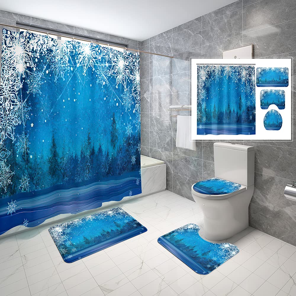 Ensemble Rideau Douche Marbre + Tapis Antidérapant + Housse WC – Style Luxe Moderne