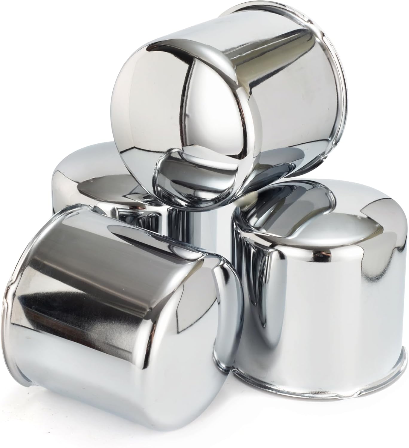 4Pcs 4.25inch Trailer Wheel Center Caps Fit 4.25" Center Bore Truck Trailer RV SUV Wheels Rims, Carbon Steel Chrome Silver Hub Covers