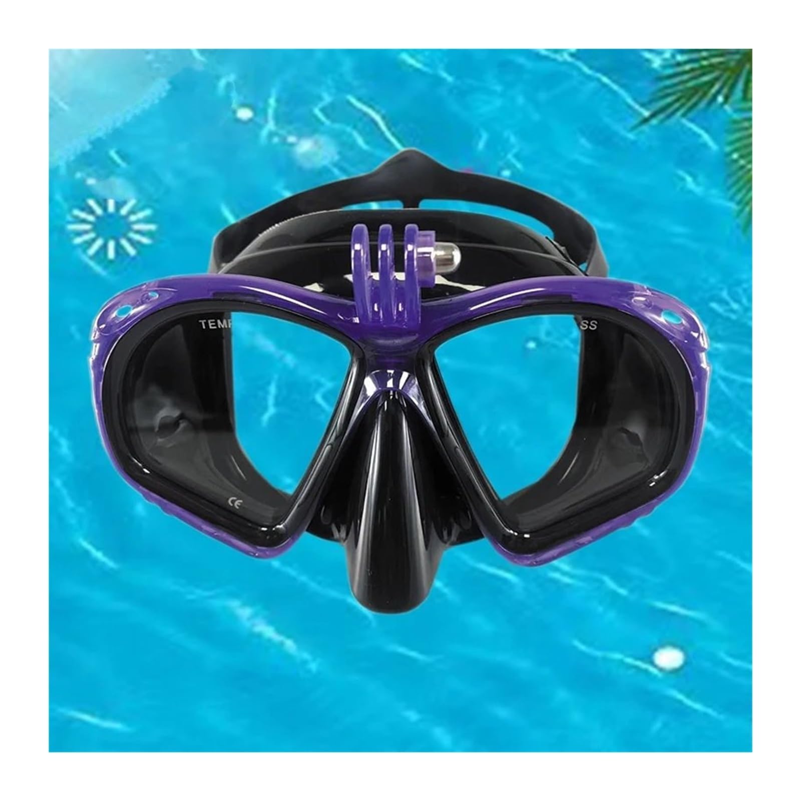 Buceo Máscara de Snorkel, Conjunto de Snorkel, máscara de Buceo, Gafas de natación, Snorkel para cámara de Deportes submarinos GoPro Máscara de Snorkel(Purple)