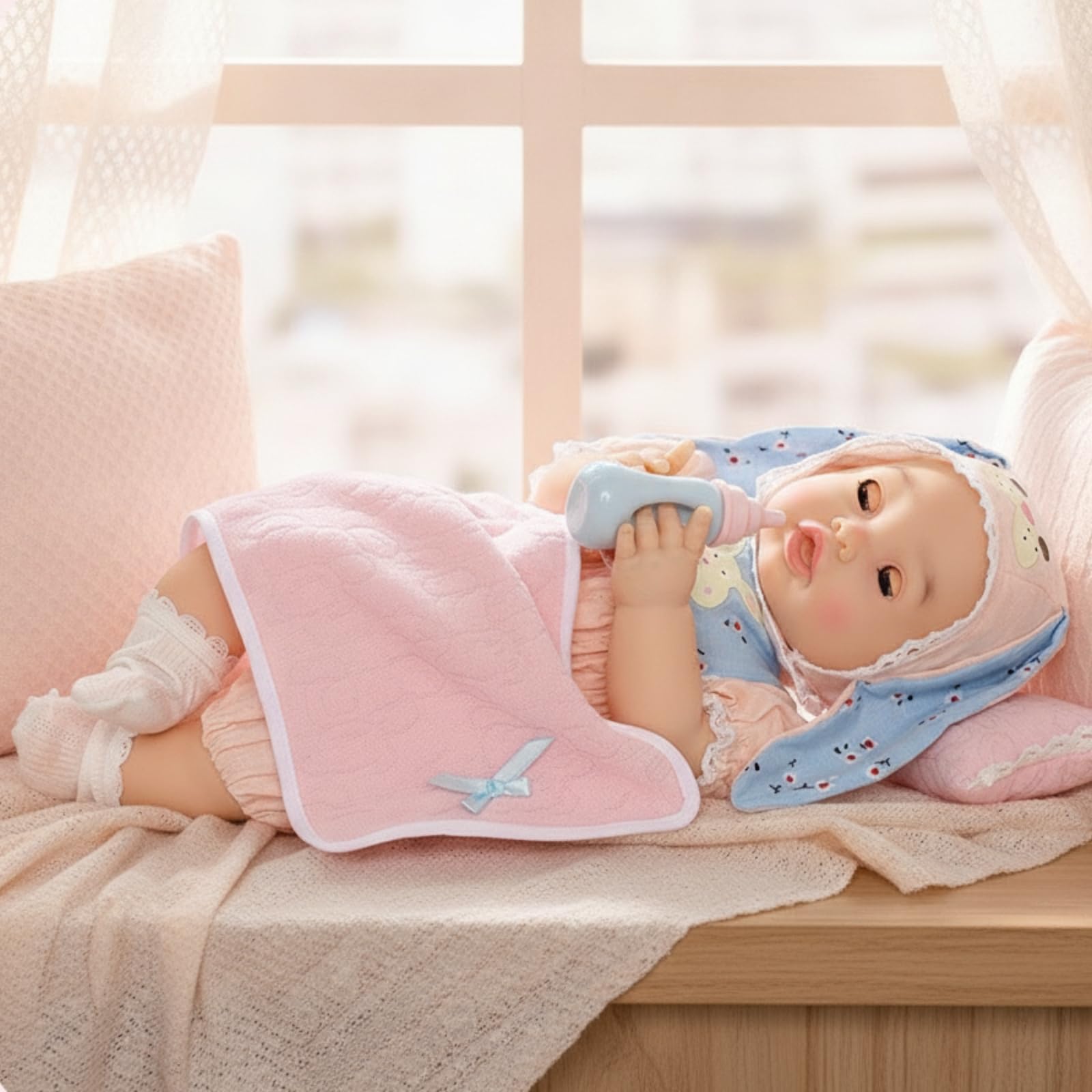 Poupée Bébé avec Tétine Interactif Poupée Interactive Qui Parle Bébé avec Accessoires pour Tout-Petits, Jeu D'imitation
