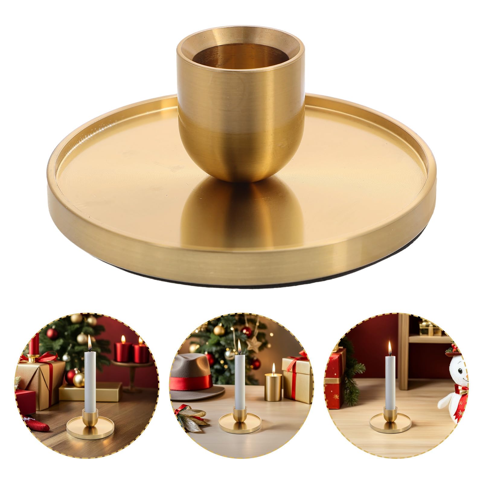minkissy 5 Piezas Candelabro de Mesa Dorado Cónico, Elegante y Estable
