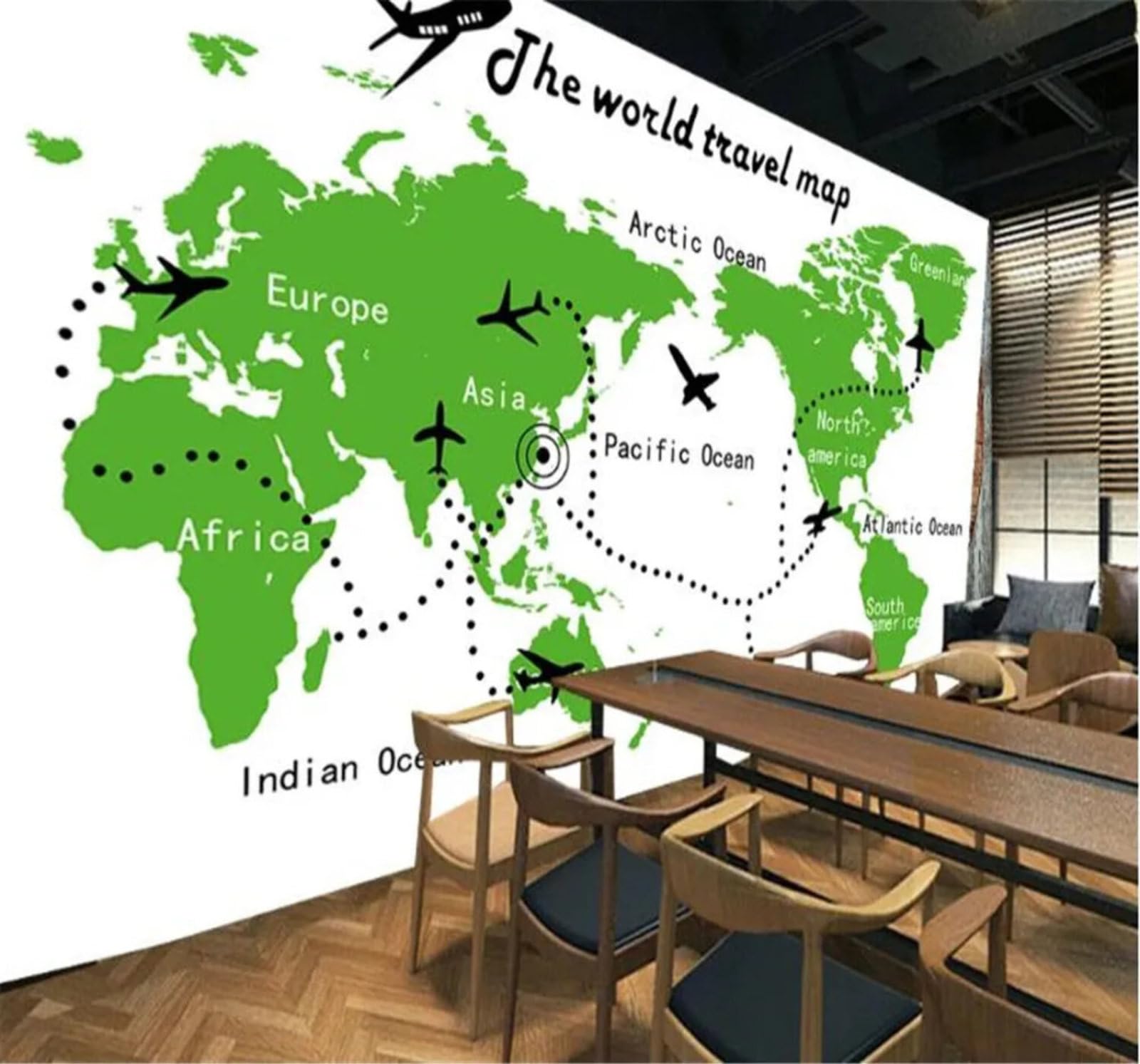 Tzxztt Fresh Creative Abstract World Map Aeroplane Modern 3D Wallpaper Premium Textured Silk Neutral Tones Material Ideal for Living Room Bedroom-200cm×140cm