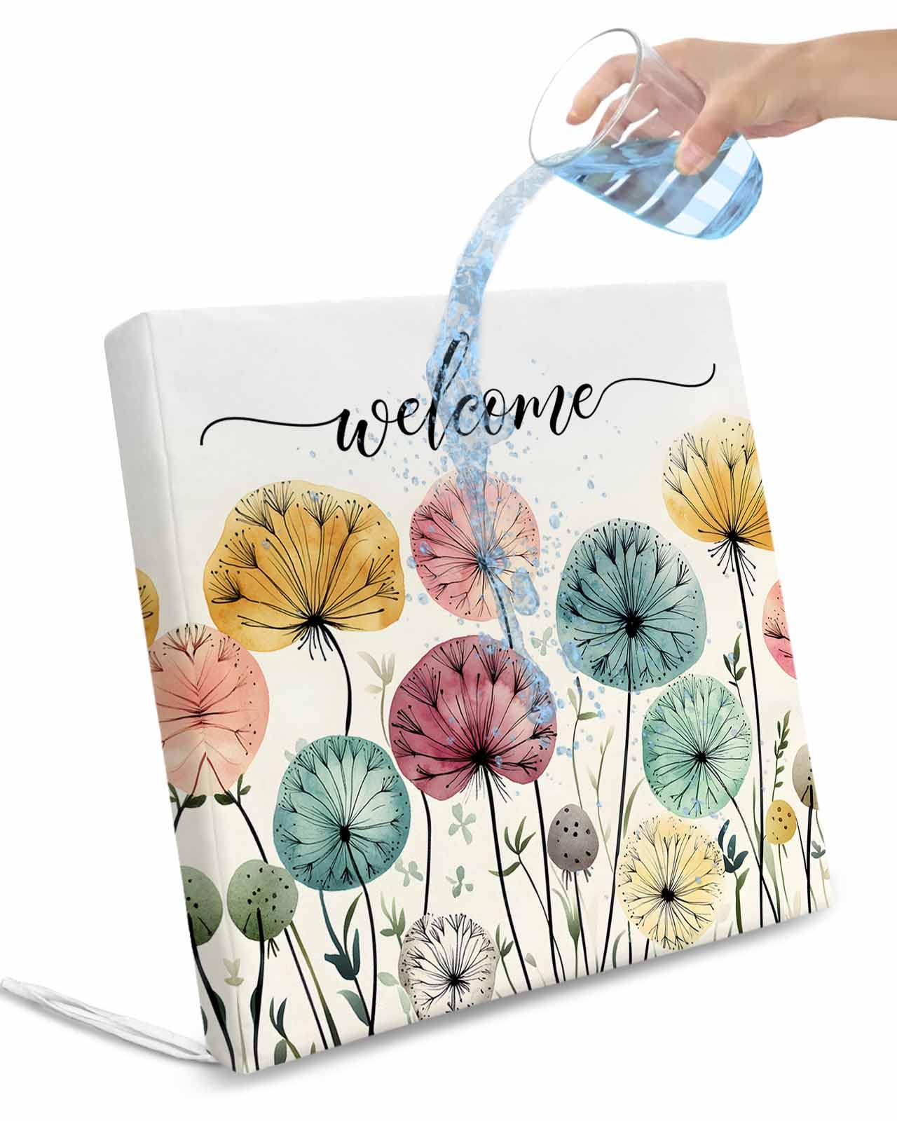 Hokiten Spring Floral Outdoor Cushion Chair Cover Set of 4 - Waterproof Couch Seat Covers, Modern Abstract Art Pastoral Flowers Patio Furniture Protector Cushions Slipcovers for Sofa/RV, 24