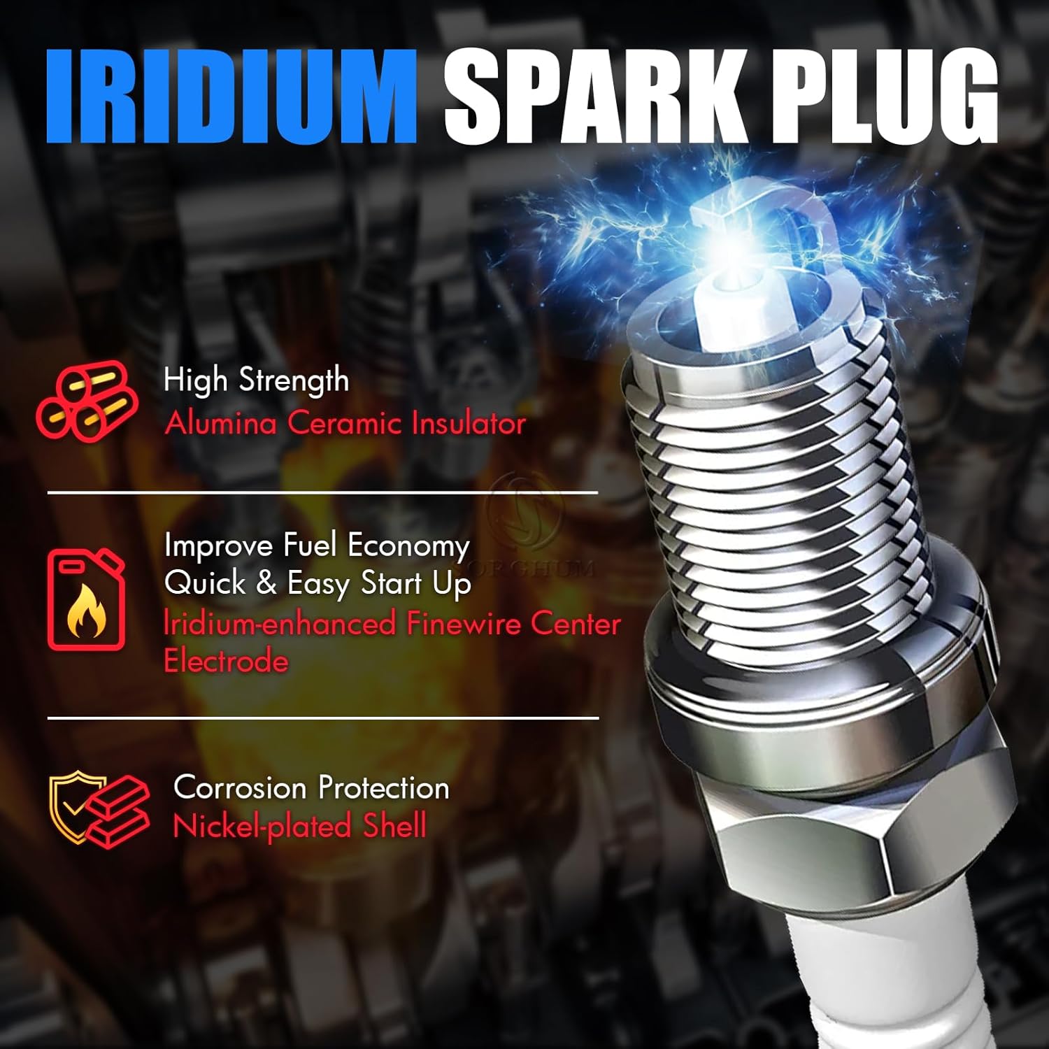 Sorghum Ignition Coil Pack and Spark Plugs Compatible with Hyundai Sonata Genesis Tucson Equus Kia Rondo Optima Borrego Forte Sorento Sportage K900 Replace# UF611 27300-3F100 C1667 GN10568 Set of 4