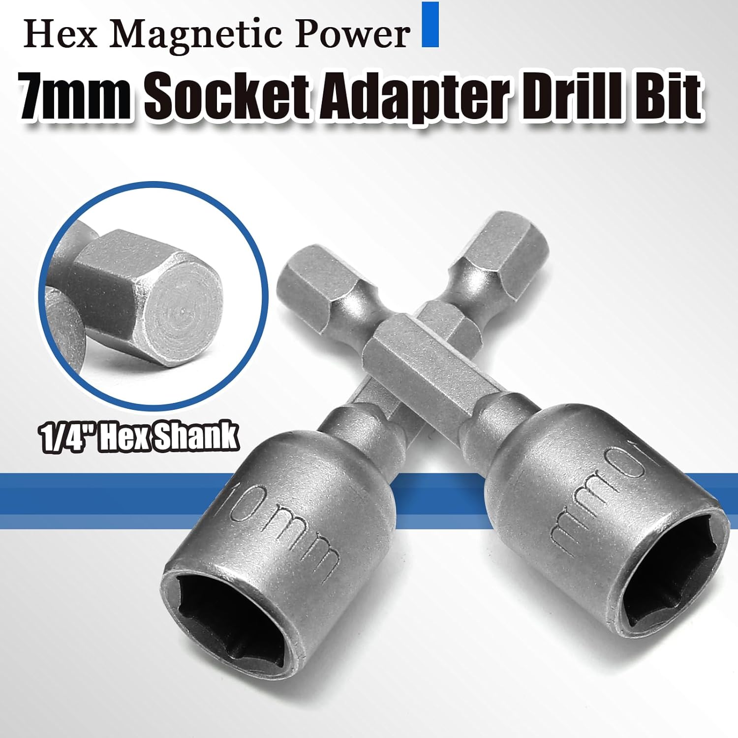 Hordion 2 Pcs Hex Nut Driver Bits 10mm, 1/4" Hex Shank Quick-Change Power Nut Driver for Electric Drill