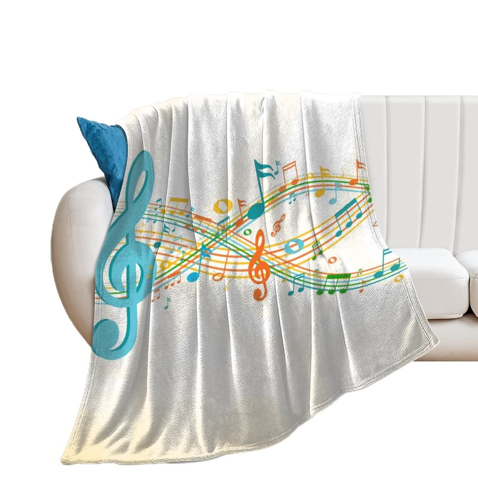 Couverture notes de musique colorées cadeau idéal pour musiciens et passionnés de lit