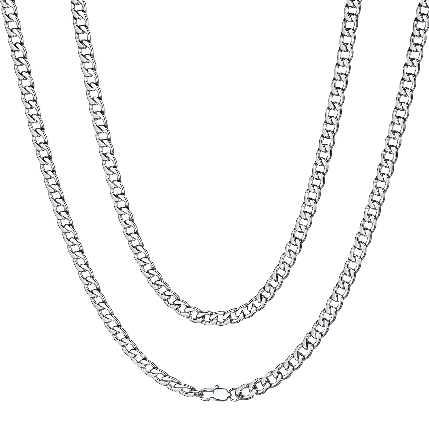 ChainsHouse Cuban Link Chain Necklace Men Women, 5/9/12/15mm Width, Stainless Steel/14K Gold Plated Cuban Necklace, 14"-30" Length, with Gift Box