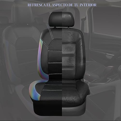 Miniatura 6 de CAR PASS Fundas de asiento de cuero, funda universal para asiento de automóvil deportivo de 0.197 in en el interior, compatible con bolsa de aire