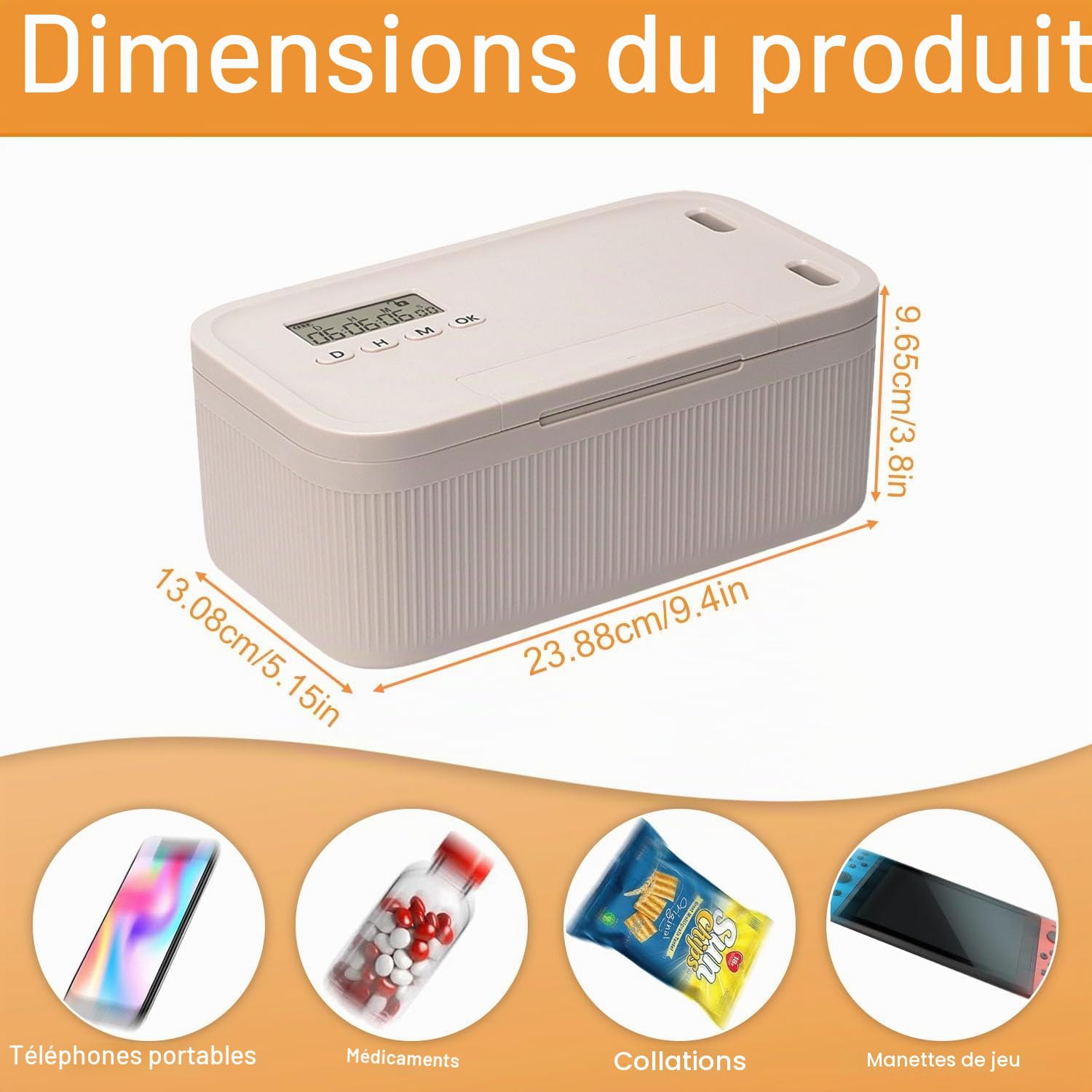 Boîte de rangement avec serrure à retardement Sightday, boîte de verrouillage pour téléphone pour gérer l'addiction, boîte de rangement à temporisation pour la cuisine/maison/école/personnel/voyage