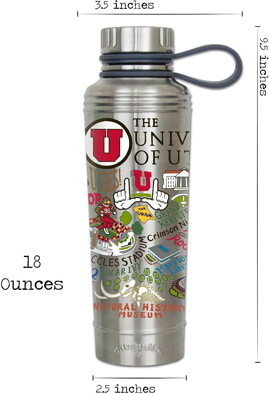Catstudio Utah Stainless Steel Water Bottle | Triple Wall Insulation With Non Slip Bottom | Great For Running, Hiking, Sports, & Travel