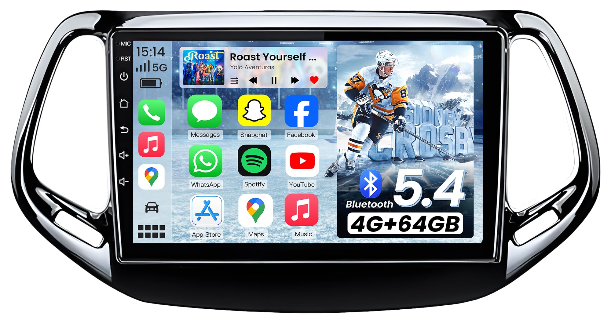 [4+64G] Bluetooth 5.4 Car Radio for Jeep Compass 2017-2020: 10 inch 5GWi-Fi 1280 * 800HD 32EQ Touchscreen Stereo with CarPlay Android Auto SWC 1080P