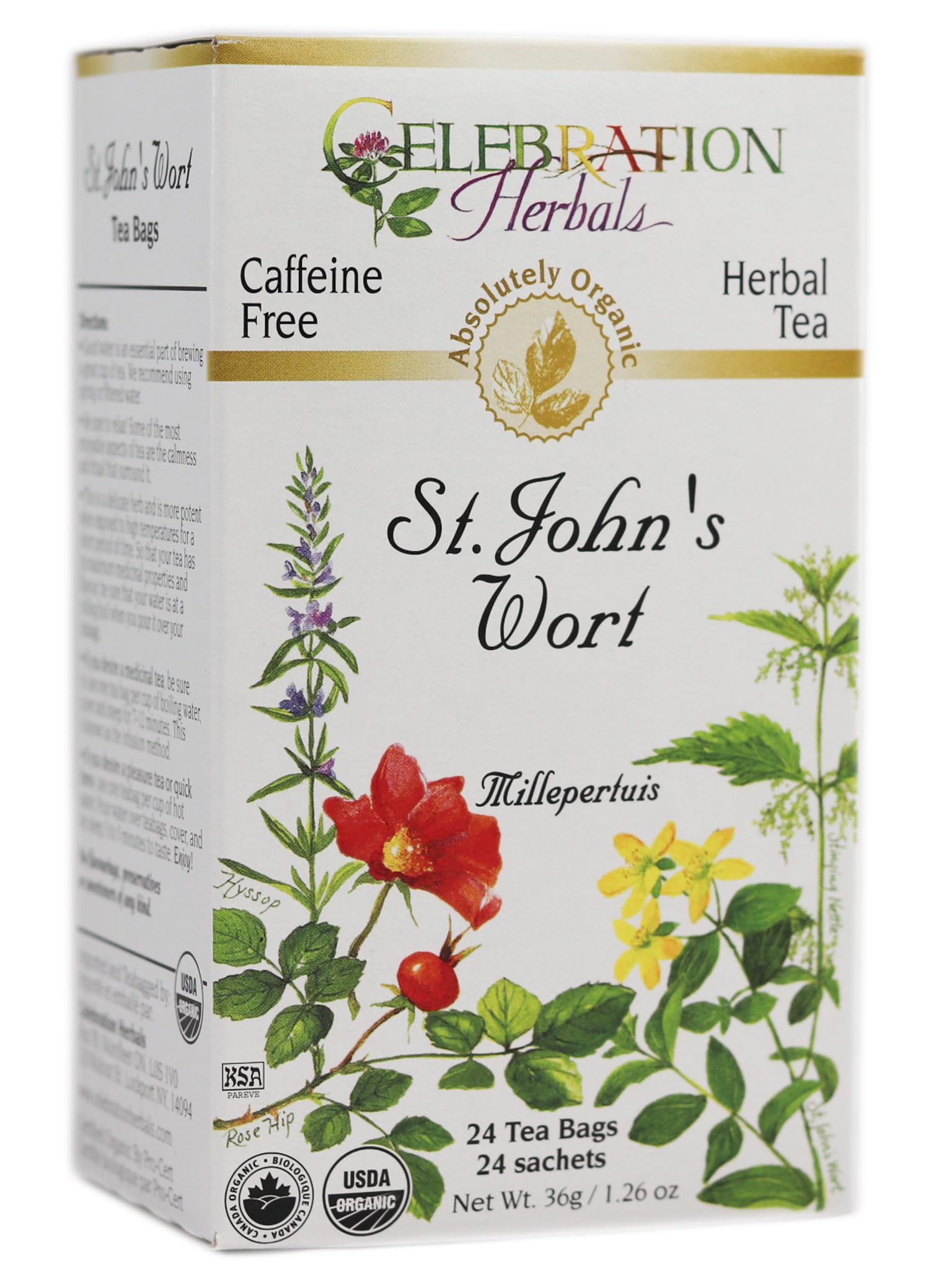 Celebration Herbals St John's Wort Tea Organic - 24 Herbal Tea Bags 24 Count (Pack of 1)