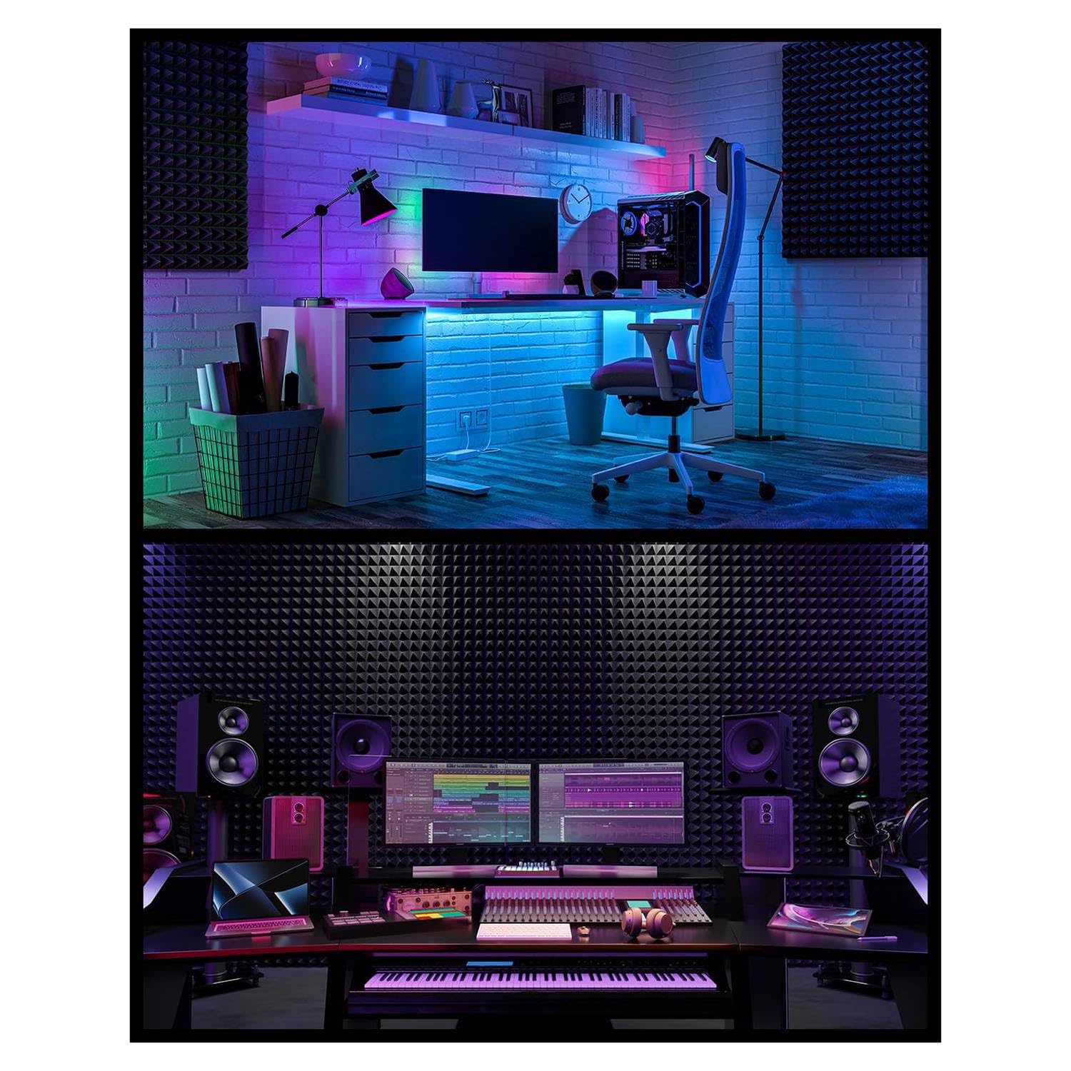 Malloy Zestaw 24 paneli akustycznych 2 x 12 x 12 do domowego biura studyjnego