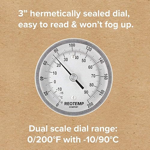 Miniatura 4 de REOTEMP Termómetro de compostaje súper resistente con respuesta rápida, Fahrenheit y Celsius (vástago de 36 pulgadas), fabricado en los Estados