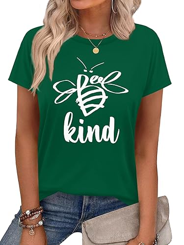 Dresswel Womens Be Kind Graphic Tees Shirts Short Sleeve Shirt