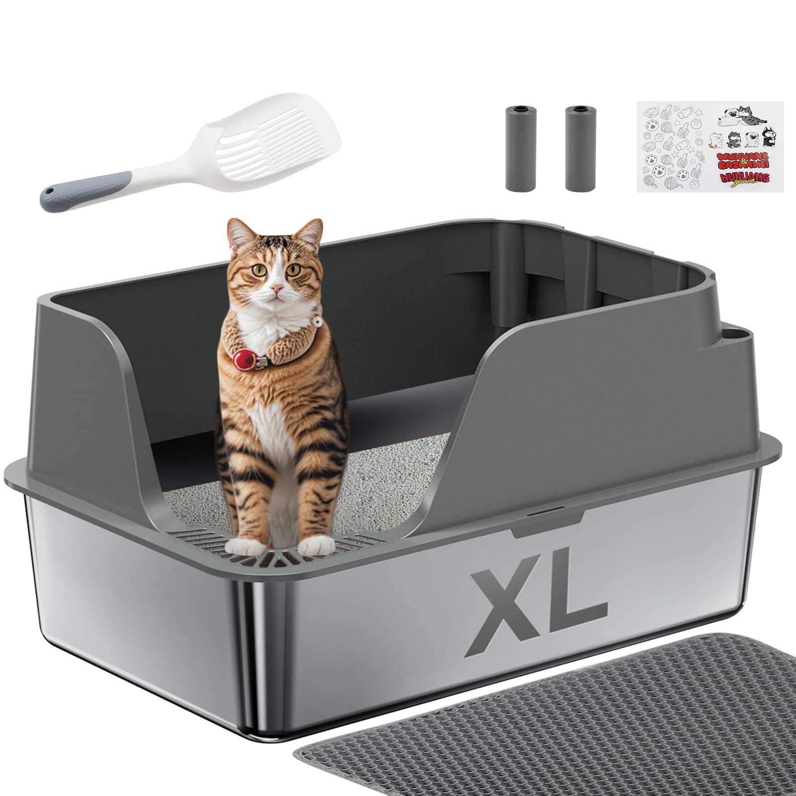 Stainless Steel Cat Litter Box with Lid, XL for Big Cats sold price at auction in Canada