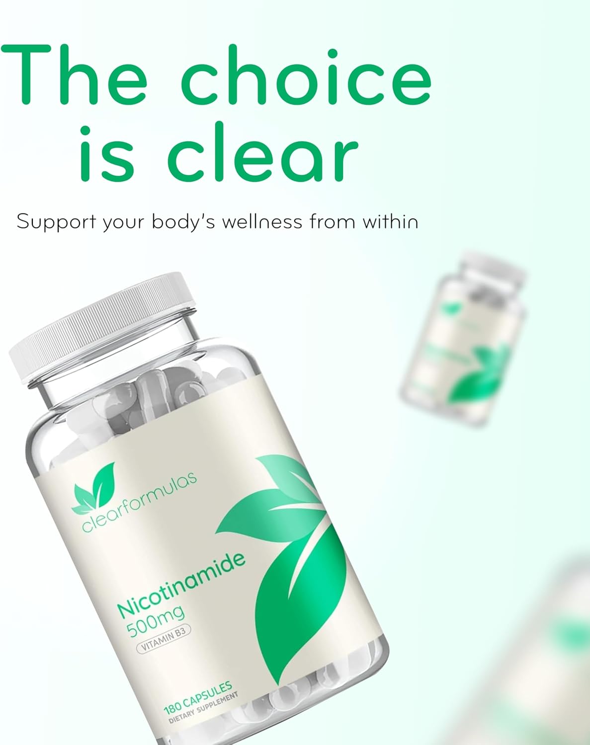 Vitamin B3 Nicotinamide 500mg - High Absorption Form of Vitamin B3 Niacin Flush Free for Hear Skin Brain and Energy Support - NAD Precursor - Made in a cGMP American Facility (180 Servings) - Image 7