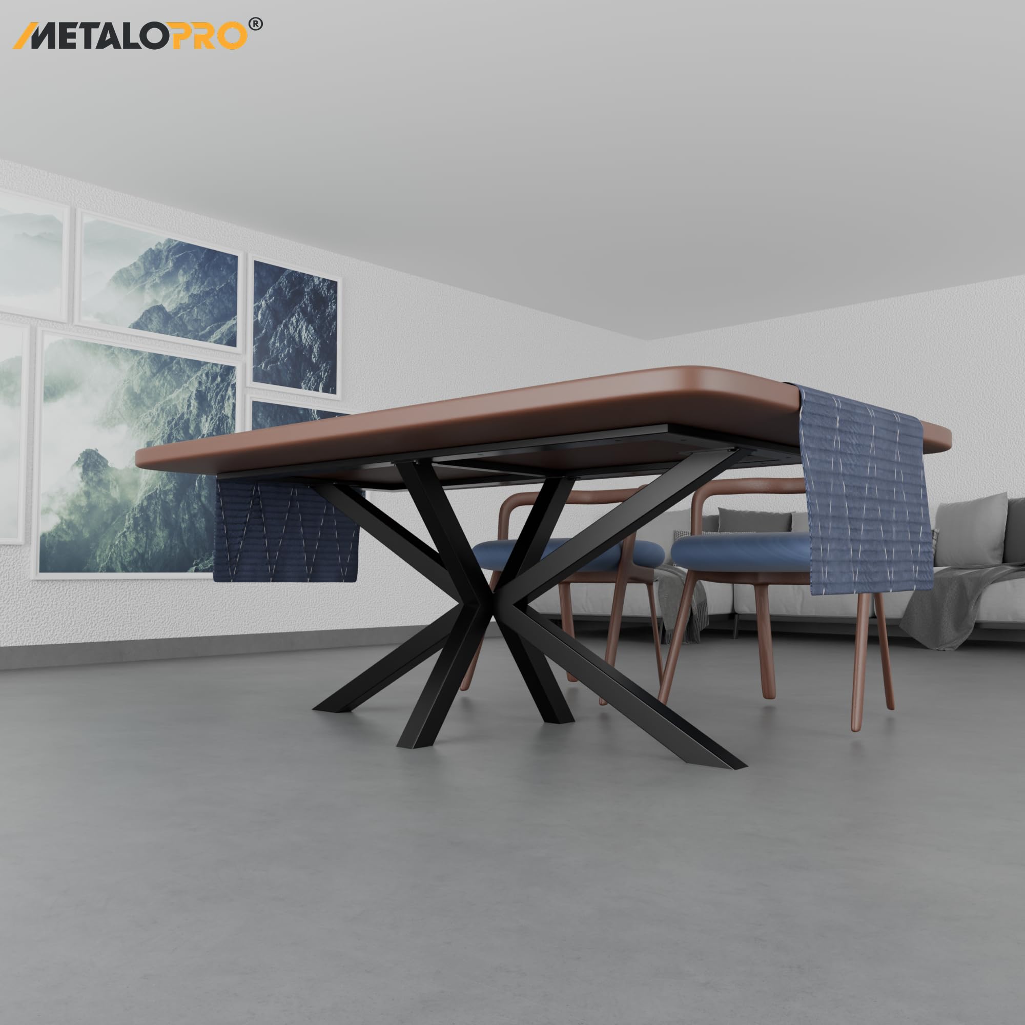 Tischbein – Acamar Frame | Modernes spinnenförmiges Metall-Tischgestell | Schwarzes Stahlgestell im Industrie-Stil für Esszimmer und Büro | 160x70x74 cm
