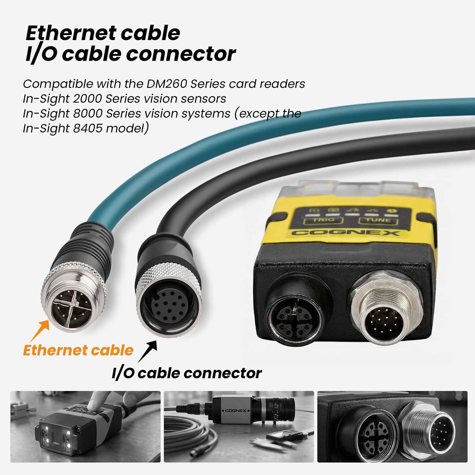 Cable Ethernet Eonvic M12 de 8 Posiciones, Macho a Hembra, X-Code Cat7e, Altamente Flexible, apantallado, Impermeable, para Redes Gigabit Ethernet industriales y cámaras industriales Cognex (15 m)